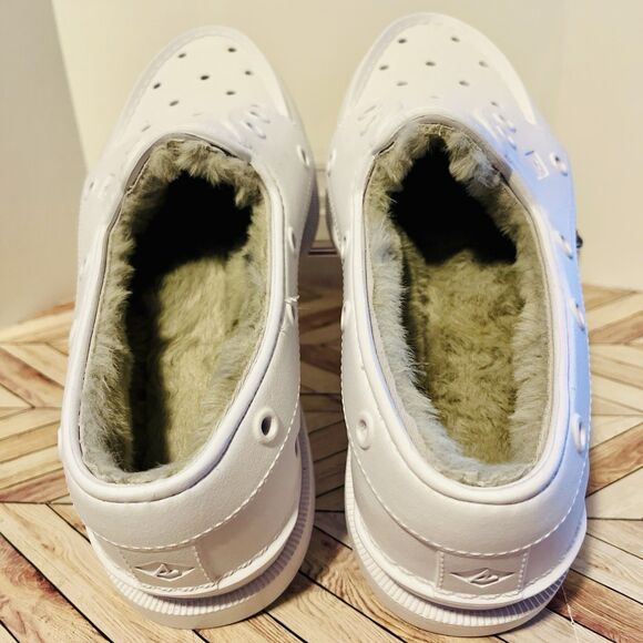 Sperry Top Sider A/O Float Cozy Casual Boat Shoes Women's 7 White Faux Fur Lined - Picture 4 of 8
